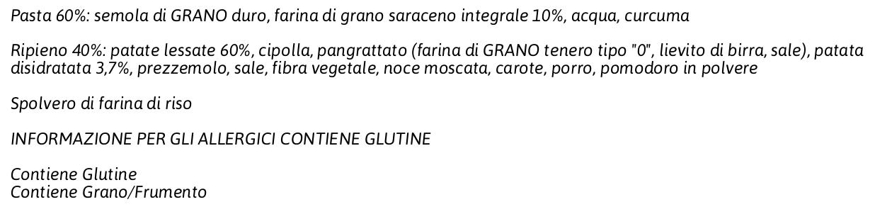 Pasta Piccinini Ravioli di Patata con Grano Saraceno 0,250 Kg