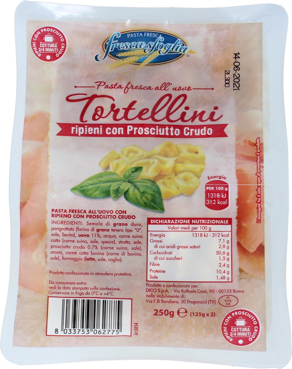 Pasta Fr.Tortellini Prosc.Crudo F. Sfoglia125gx2