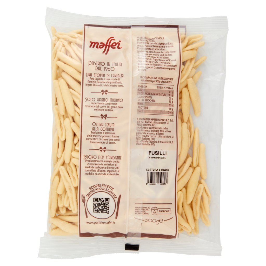 Maffei Pasta Fresca di Semola di Grano Duro Fusilli Everli