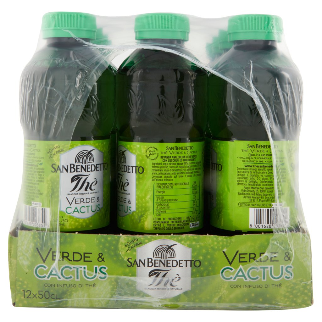 San Benedetto Thè Verde & Cactus 0,5 l Vassoio x 12