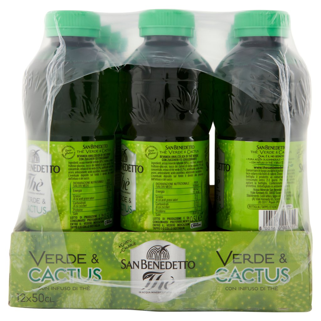 San Benedetto Thè Verde & Cactus 0,5 l Vassoio x 12