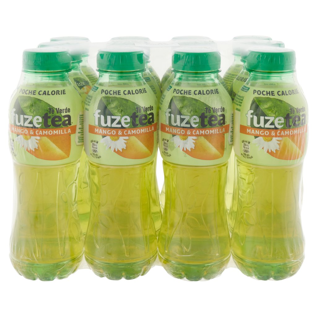 Fuze Tea Fuze Tea al Tè Verde, Tè Verde Mango e Camomilla 400 Ml x 12 (Pet)