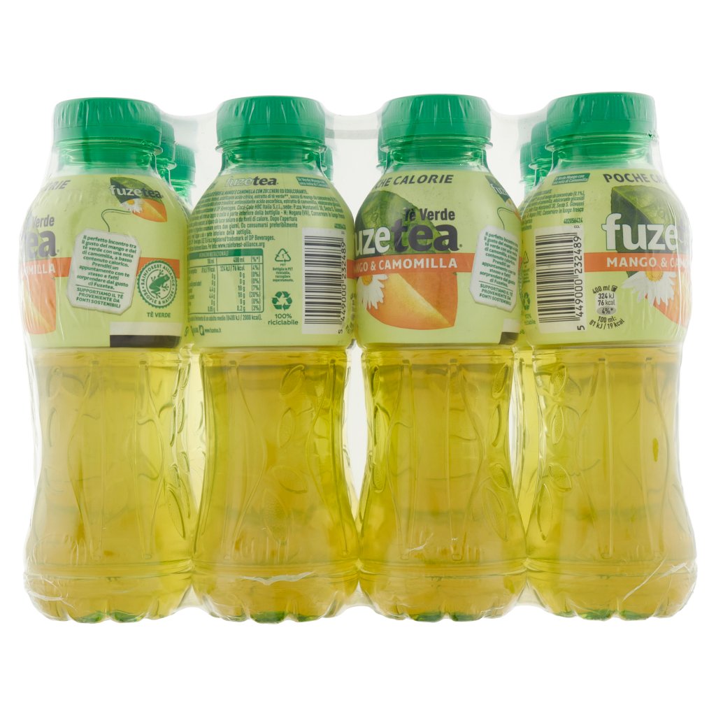 Fuze Tea Fuze Tea al Tè Verde, Tè Verde Mango e Camomilla 400 Ml x 12 (Pet)