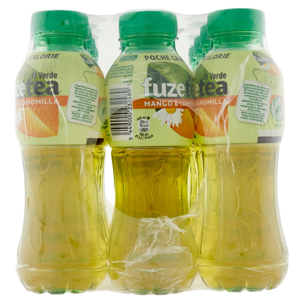 Fuze Tea Fuze Tea al Tè Verde, Tè Verde Mango e Camomilla 400 Ml x 12 (Pet)