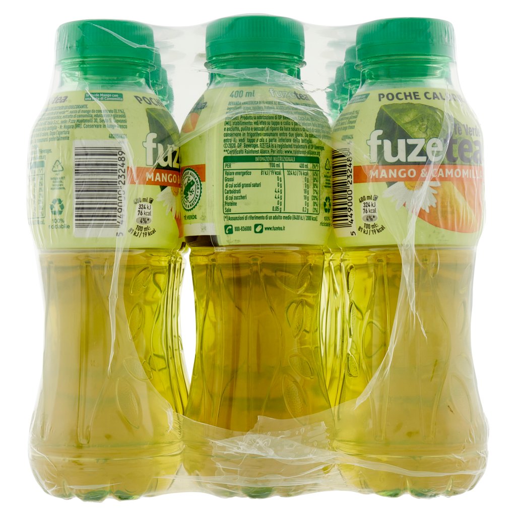 Fuze Tea Fuze Tea al Tè Verde, Tè Verde Mango e Camomilla 400 Ml x 12 (Pet)