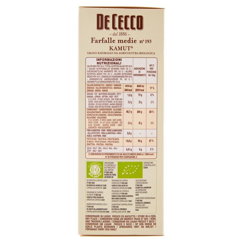 De Cecco Kamut Farfalle Medie N° 193