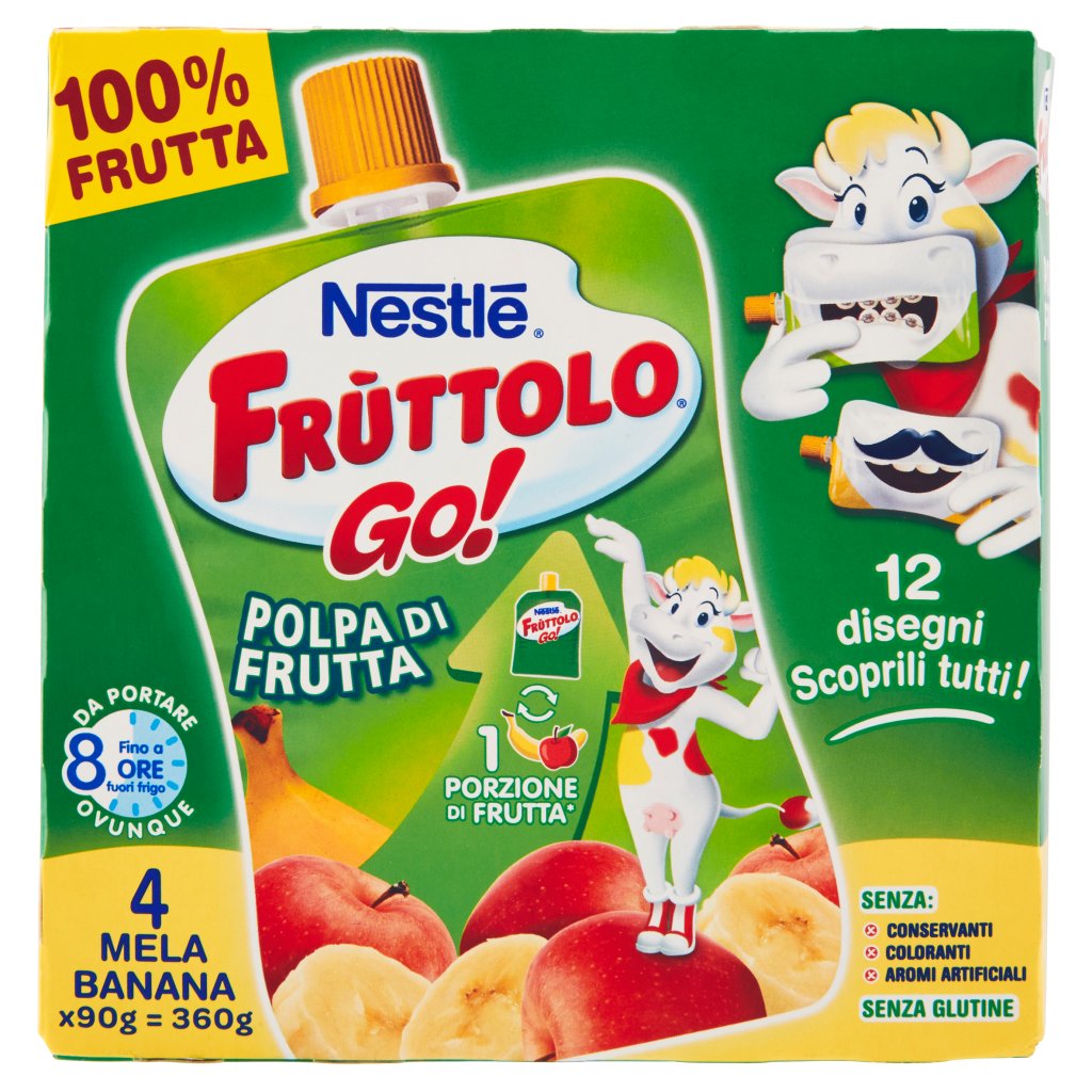 Fruttolo Nestlé  Go! Polpa di Frutta Mela Banana 4 x 90 g