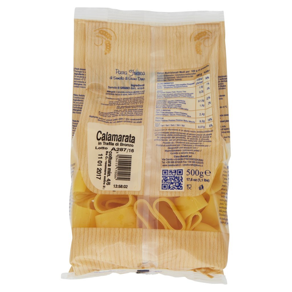 Casa Buratti Pasta Fresca di Semola di Grano Duro Calamarata