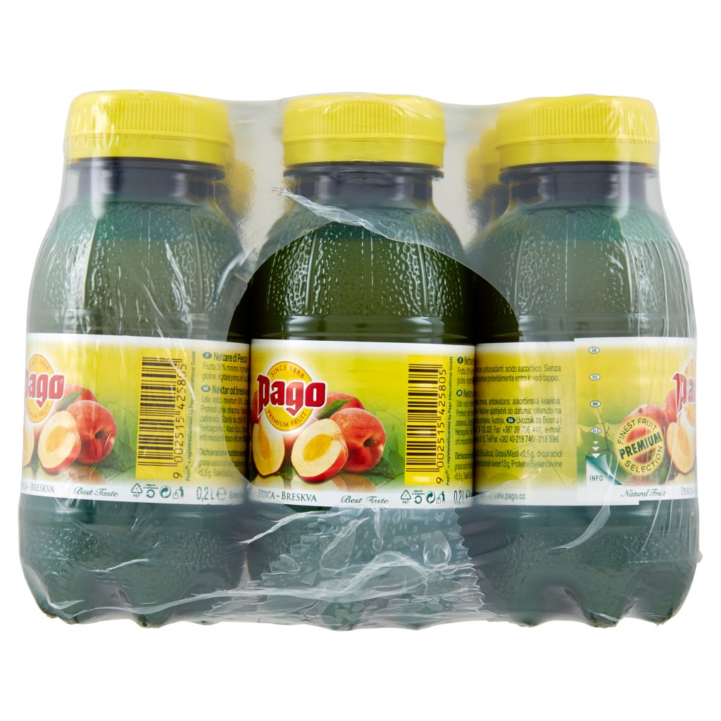 Pago Succo di Frutta, Pesca Nettare, Bottiglia Pet Monodose 20 Cl x 12