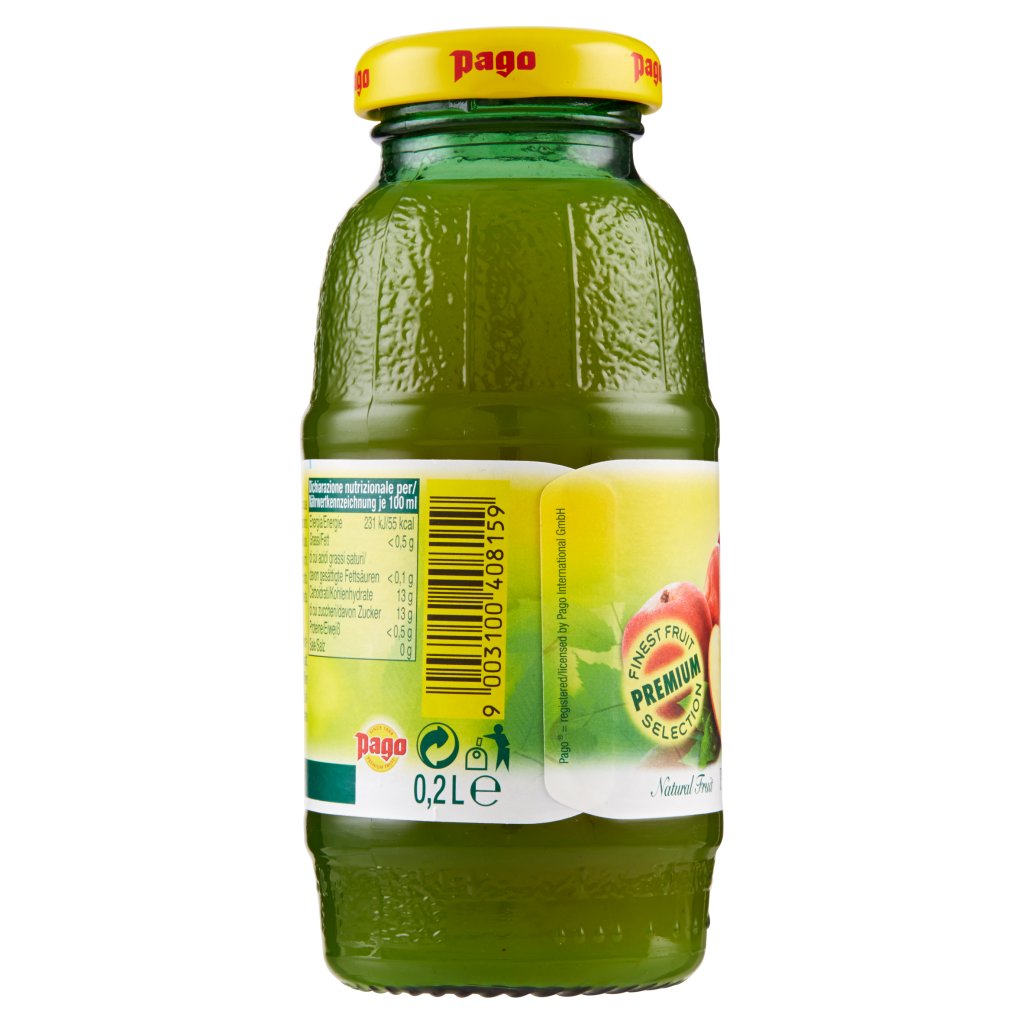 Pago Succo di Frutta, Pesca Nettare, Bottiglia Vetro Monodose 20 Cl