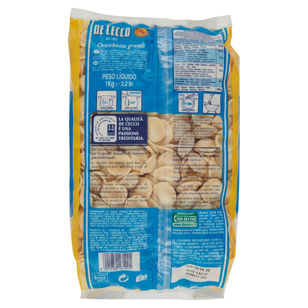 De Cecco Orecchiette Grandi N° 190