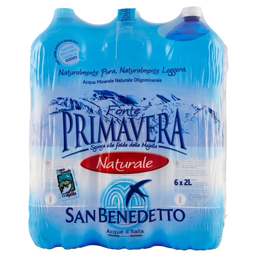 San Benedetto Acqua Minerale Naturale Oligominerale Fonte Primavera 6 x 2 l