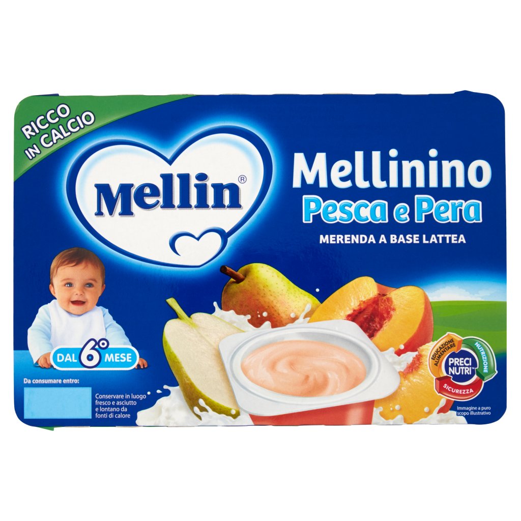 Mellin Ino Pesca e Pera Merenda a Base Lattea 6 x 60 g