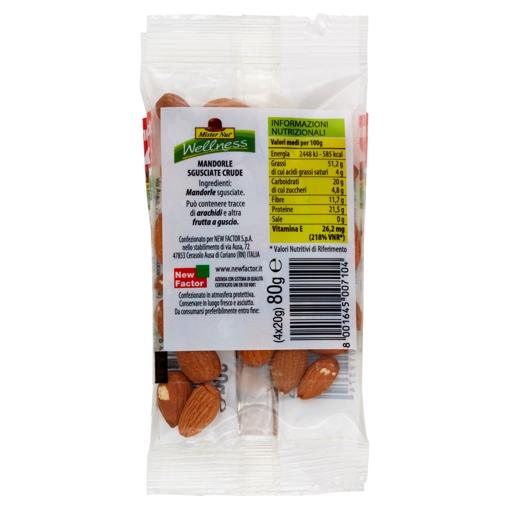 Mister Nut Wellness Mandorle al Naturale Multipack 4 x 20 g