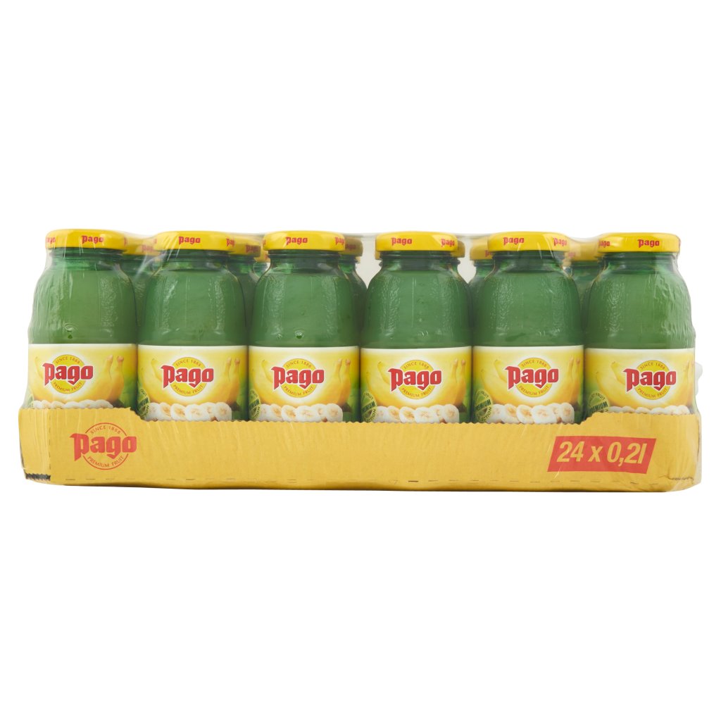 Pago Succo di Frutta, Banana Nettare, Bottiglia Vetro Monodose 20 Cl x 24