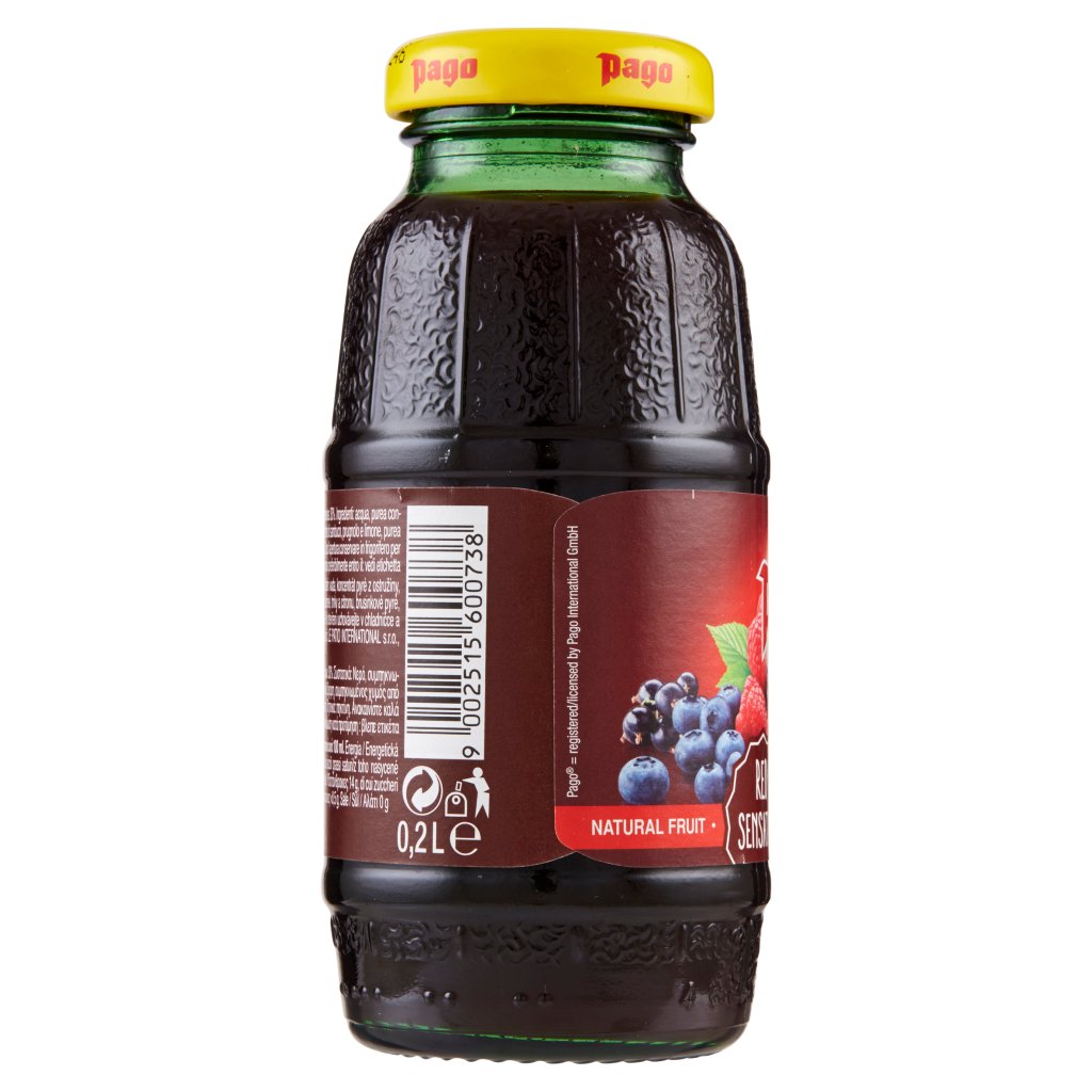 Pago Succo di Frutta, Frutti di Bosco, Bottiglia Vetro Monodose 20 Cl