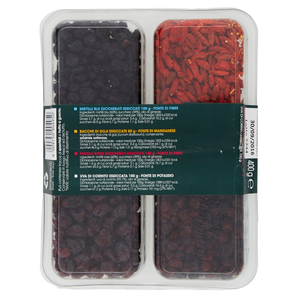 Eurocompany Bacche del Benessere Mirtilli Blu Goji Berries Mirtilli Rossi Uva di Corinto