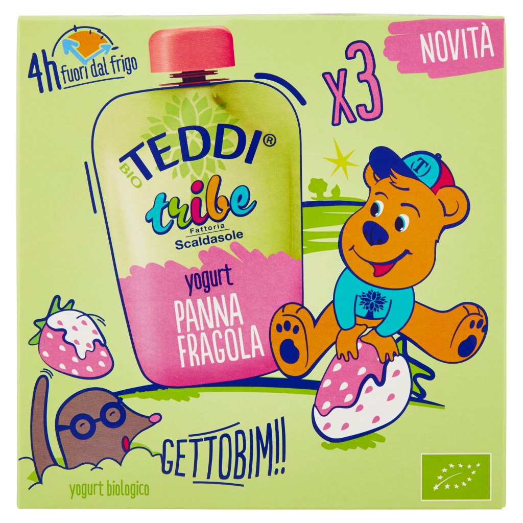 Teddi Bio Tribe Yogurt Panna Fragola 3 x 85 g