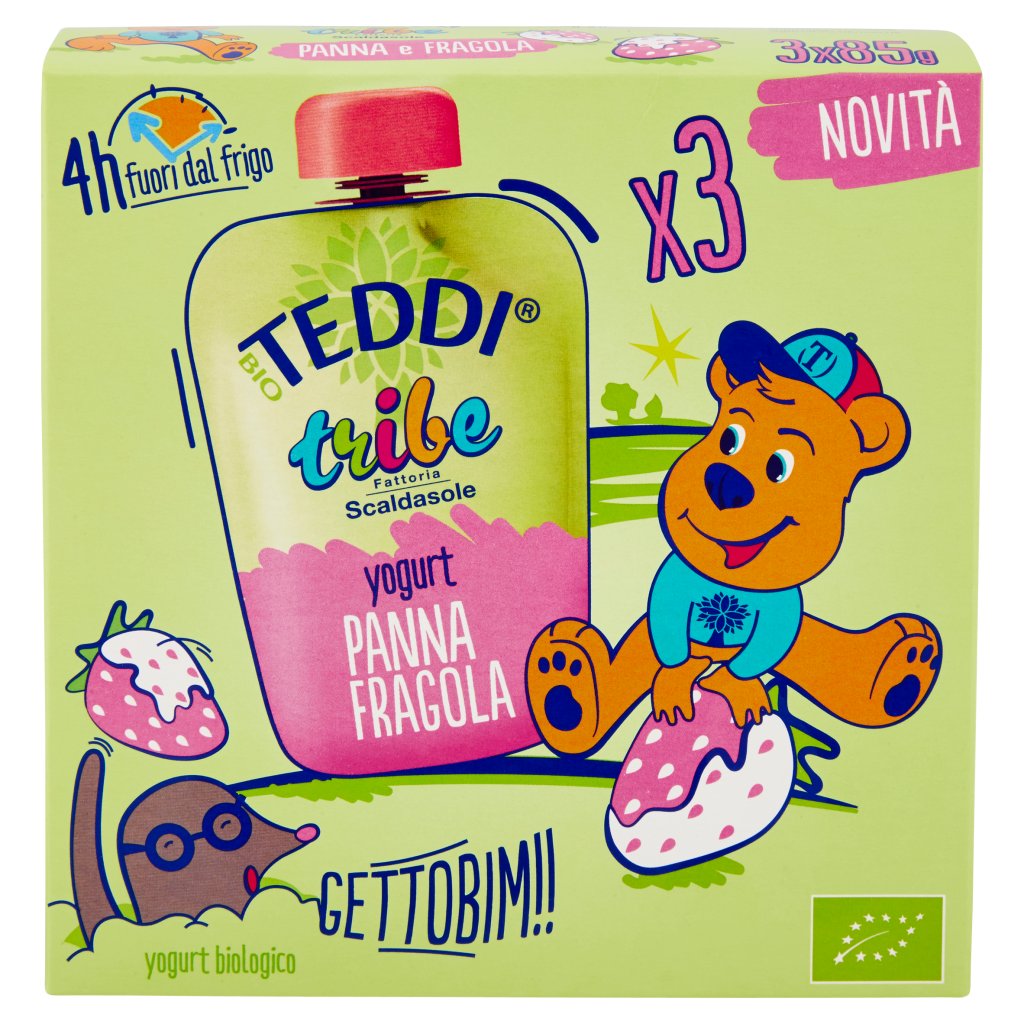 Teddi Bio Tribe Yogurt Panna Fragola 3 x 85 g