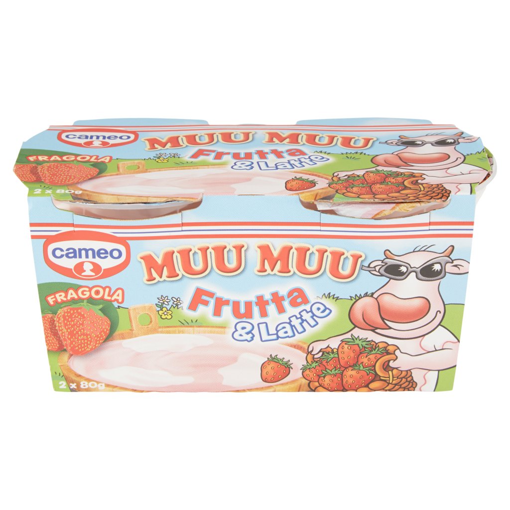 Cameo Muu Muu Frutta&latte Fragola 2x80 g