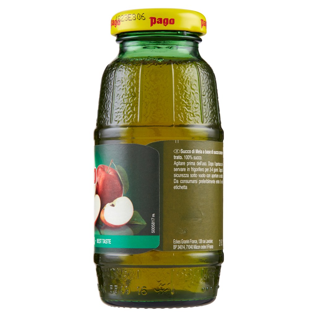 Pago Succo di Frutta, Mela 100%, Bottiglia Vetro Monodose 20 Cl