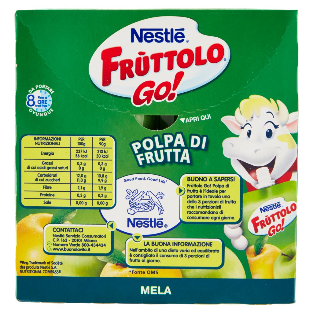 Fruttolo Nestlé  Go! Polpa di Frutta Mela 4 x 90 g