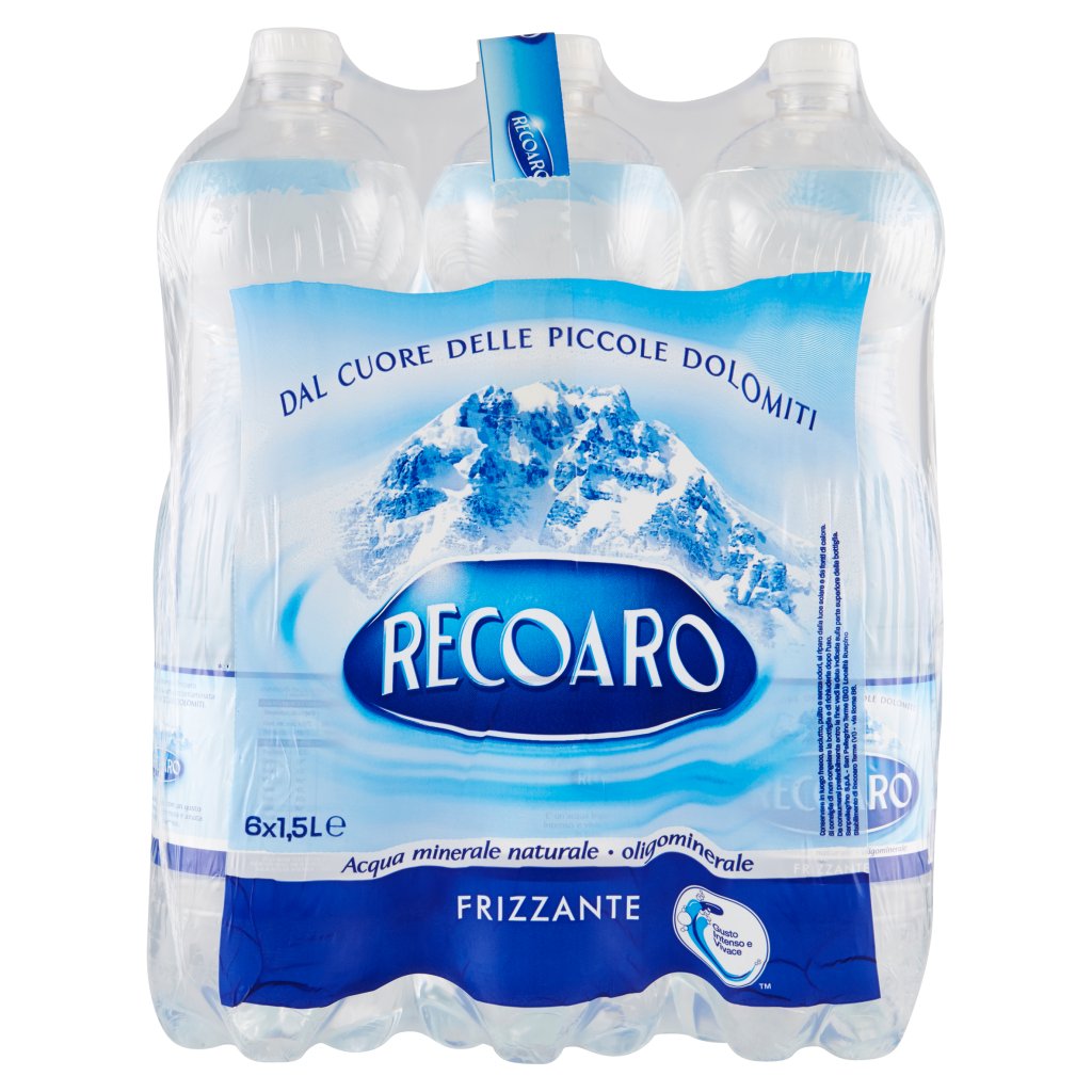 Recoaro Recoaro, Acqua Minerale Frizzante, Bottiglia Grande 1,5l x 6