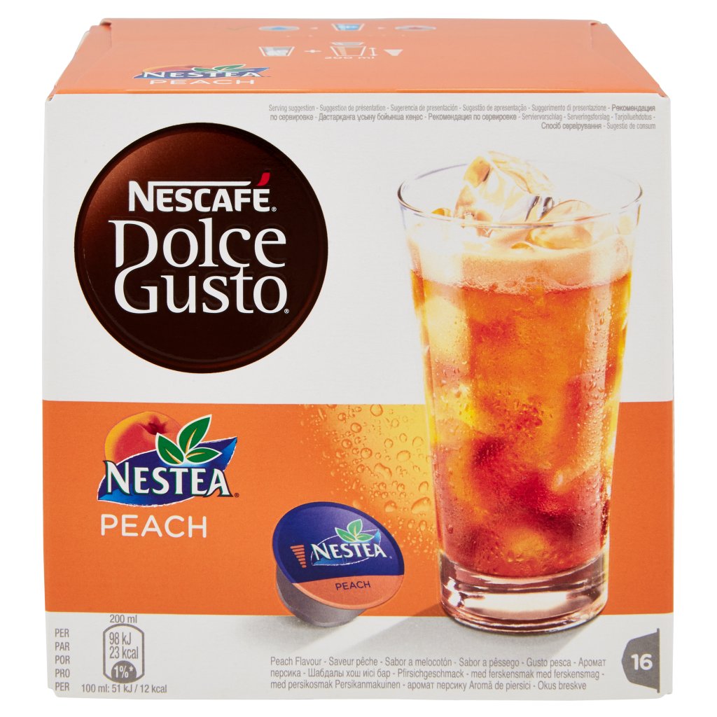 Nescafé Dolce Gusto Nestea alla Pesca Tè Aromatizzato alla Pesca 16 Capsule (16 Tazze)