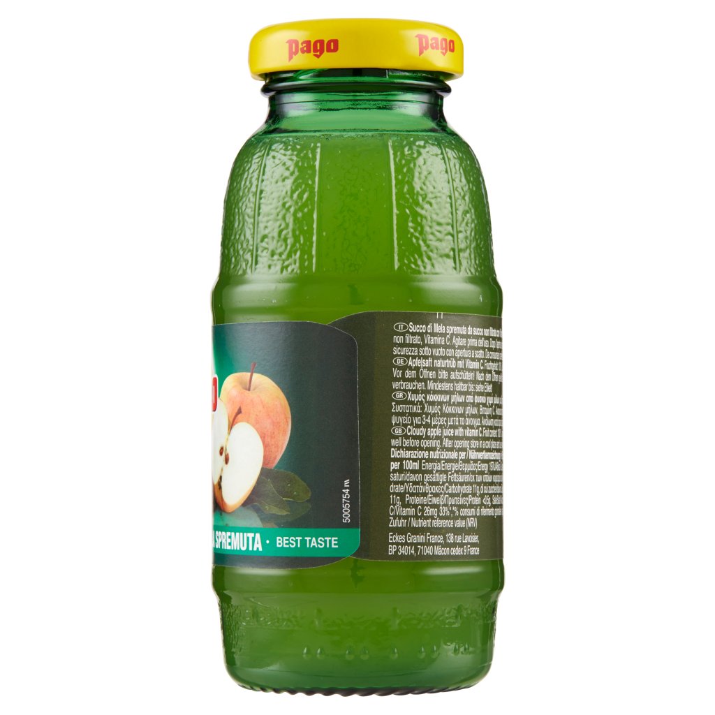 Pago Succo di Frutta, Mela Spremuta 100%, Bottiglia Vetro Monodose 20 Cl