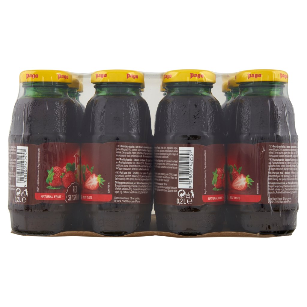 Pago Succo di Frutta, Fragola, Bottiglia Vetro Monodose 