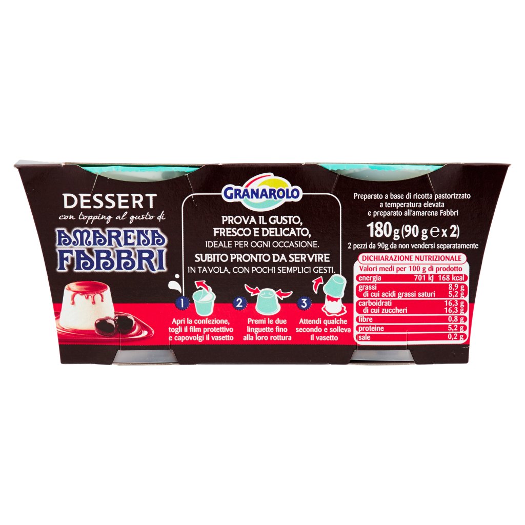 Granarolo Dessert con Topping al Gusto di Amarena Fabbri 2 x 90 g