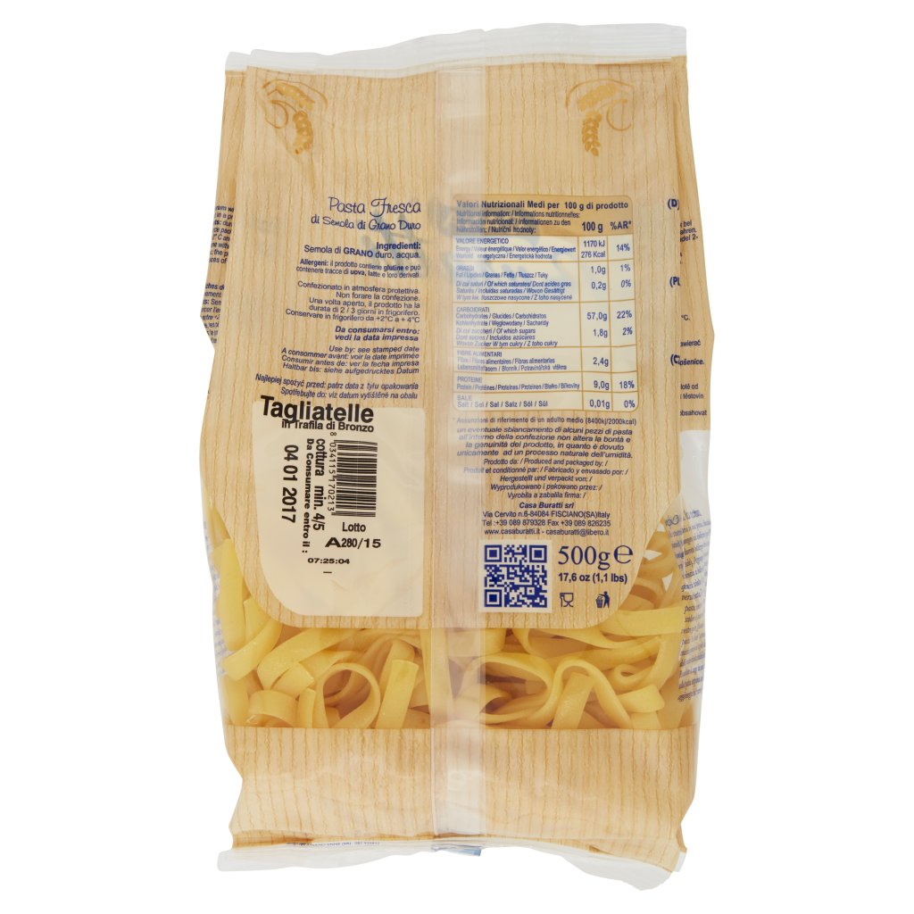 Casa Buratti Pasta Fresca di Semola di Grano Duro Tagliatelle