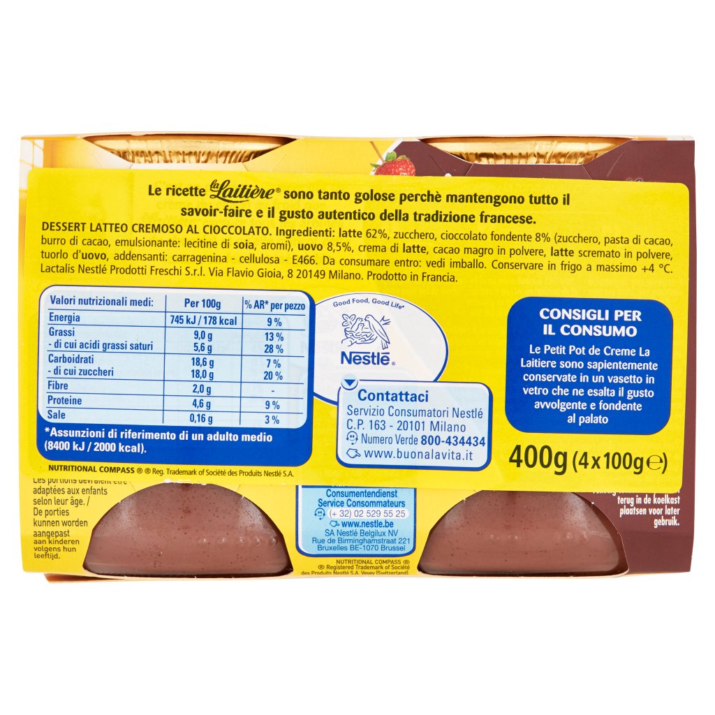 Nestlé La Laitière Cioccolato 4 x 100 g