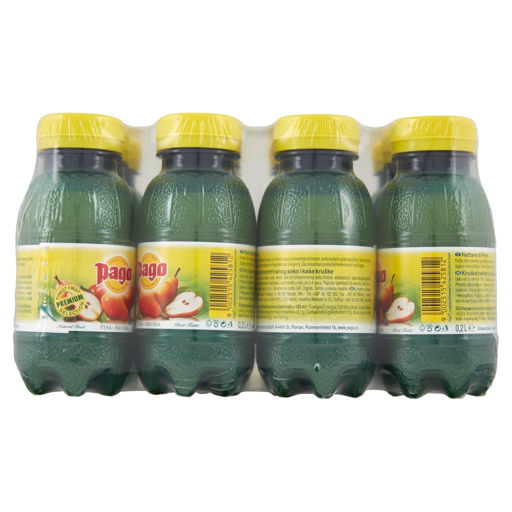 Pago Succo di Frutta, Pera Nettare, Bottiglia Pet Monodose 20 Cl x 12