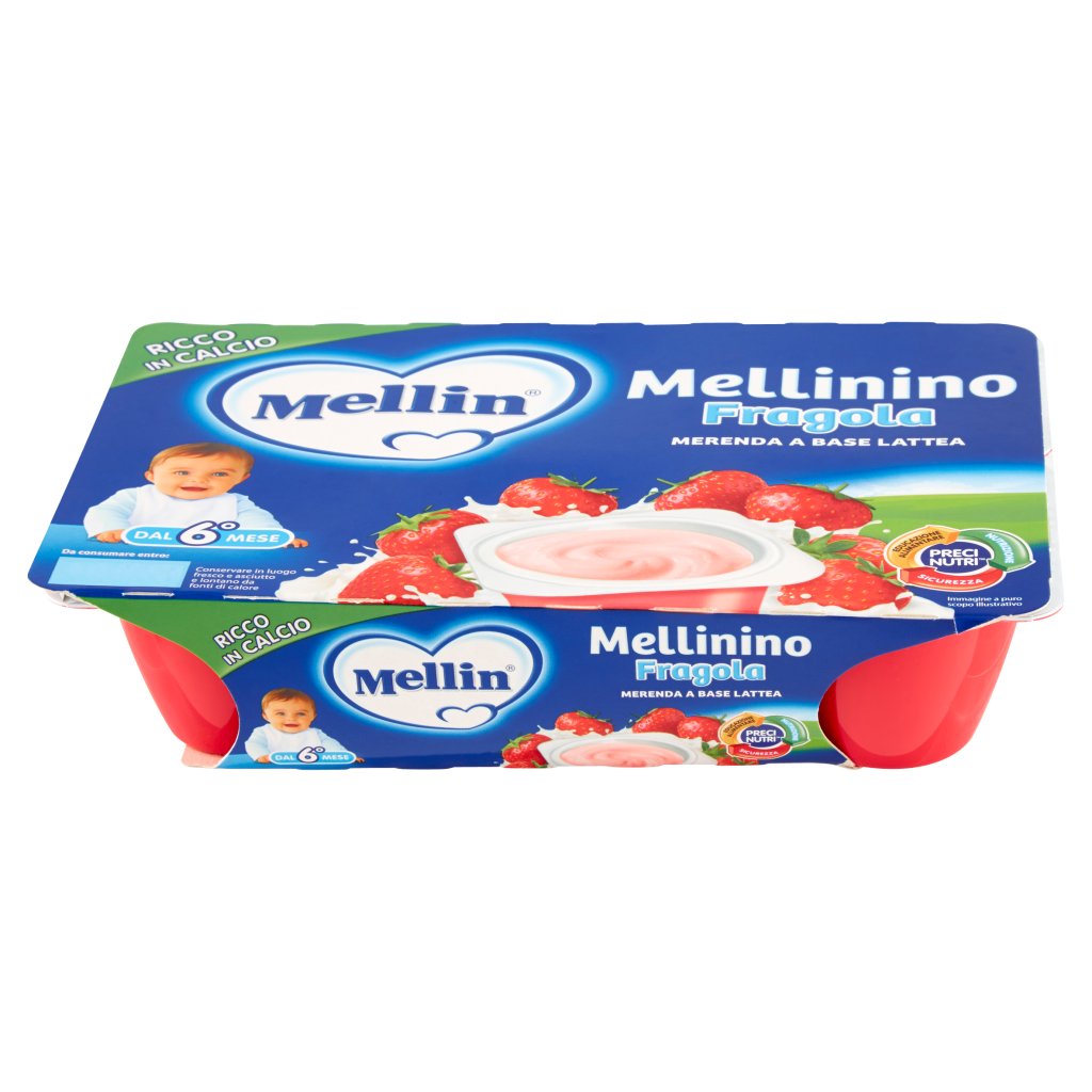 Mellin Ino Fragola Merenda a Base Lattea 6 x 60 g