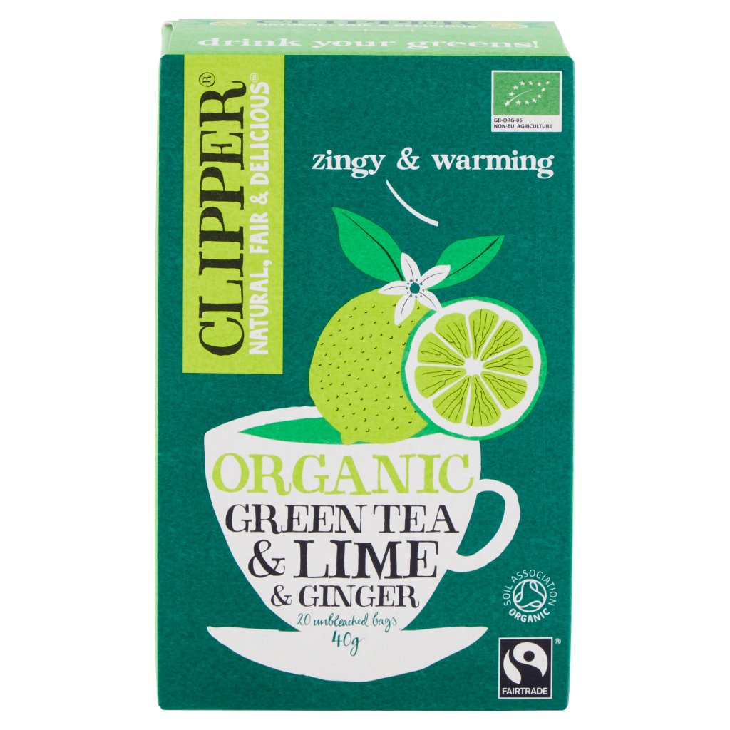 Clipper Organic Green Tea & Lime & Ginger 20 Unbleached Bags