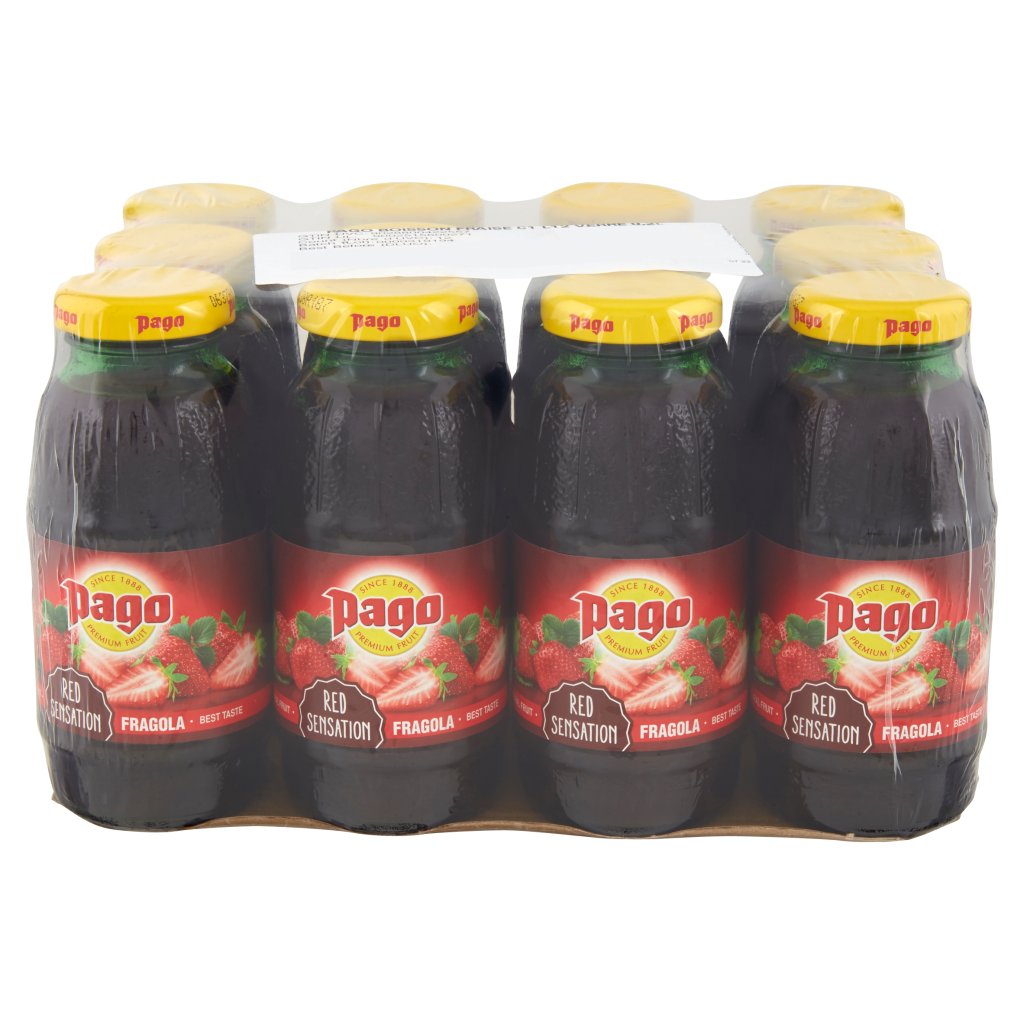 Pago Succo di Frutta, Fragola, Bottiglia Vetro Monodose 