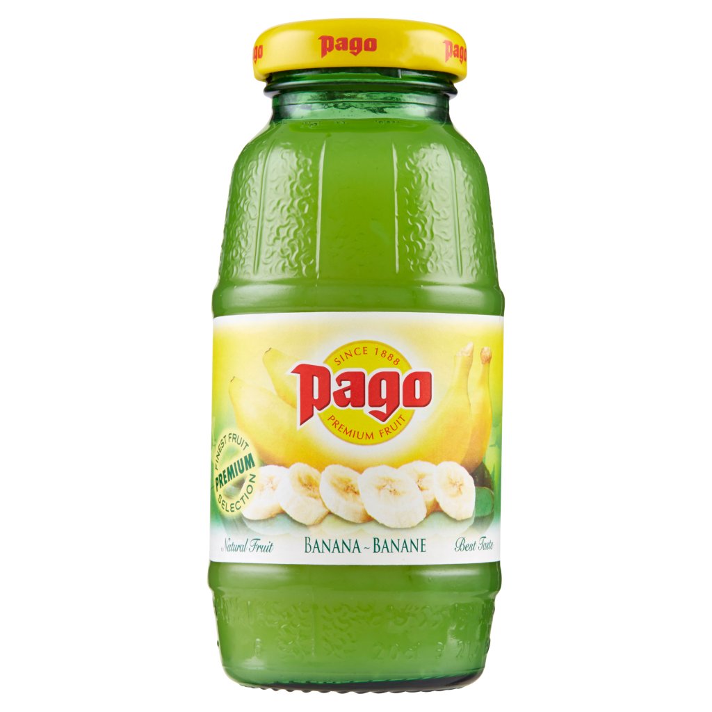 Pago Succo di Frutta, Banana Nettare, Bottiglia Vetro Monodose 20 Cl