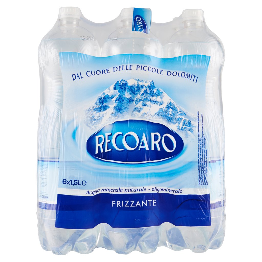 Recoaro Recoaro, Acqua Minerale Frizzante, Bottiglia Grande 1,5l x 6