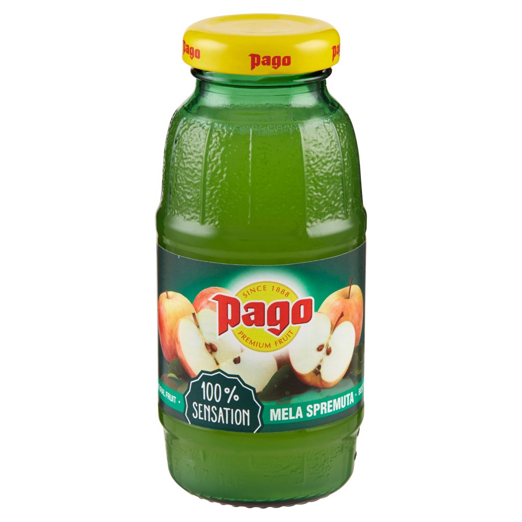 Pago Succo di Frutta, Mela Spremuta 100%, Bottiglia Vetro Monodose 20 Cl