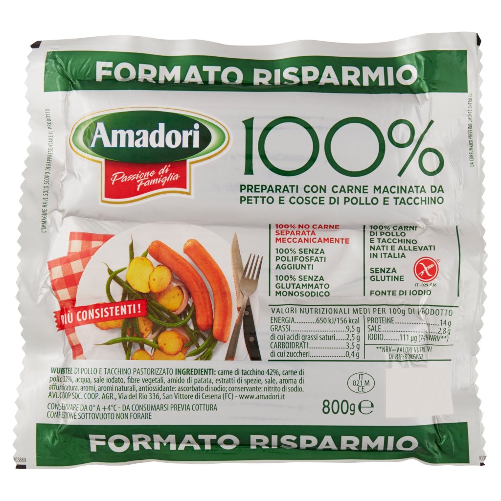 Amadori 100% Preparati con Carne Macinata da Petto e Cosce di Pollo e Tacchino