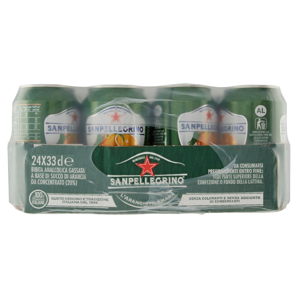 San Pellegrino Bibite Gassate, L'Aranciata Amara 33cl x 24, Lattina