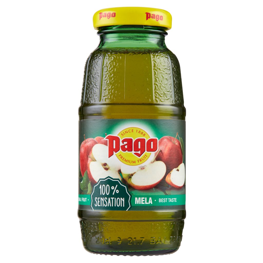 Pago Succo di Frutta, Mela 100%, Bottiglia Vetro Monodose 20 Cl