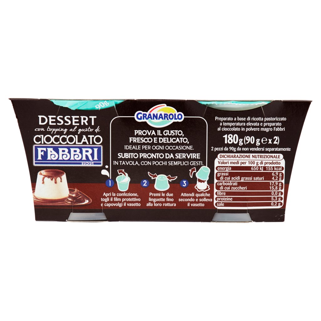 Granarolo Dessert con Topping al Gusto di Cioccolato Fabbri 2 x 90 g