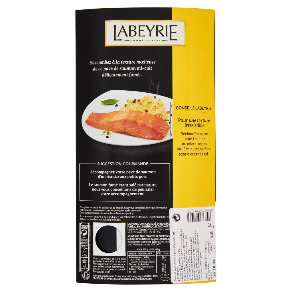 Labeyrie Pavé Gourmand De Saumon Mi-cuit 0,180 Kg