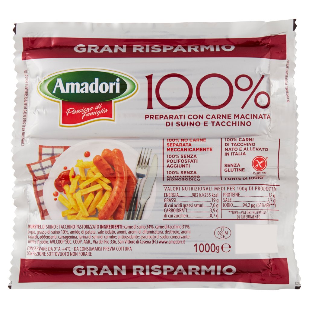 Amadori 100% Preparati con Carne Macinata di Suino e Tacchino