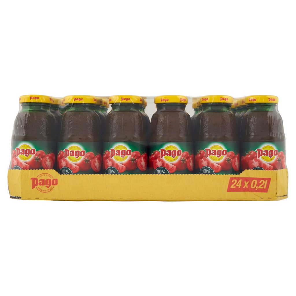 Pago Succo Pomodoro 100%, Bottiglia Vetro Monodose 20 Cl x 24