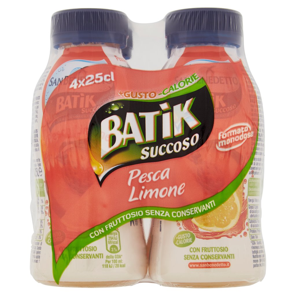 San Benedetto Batik Succoso Pesca Limone 4 x 25 Cl