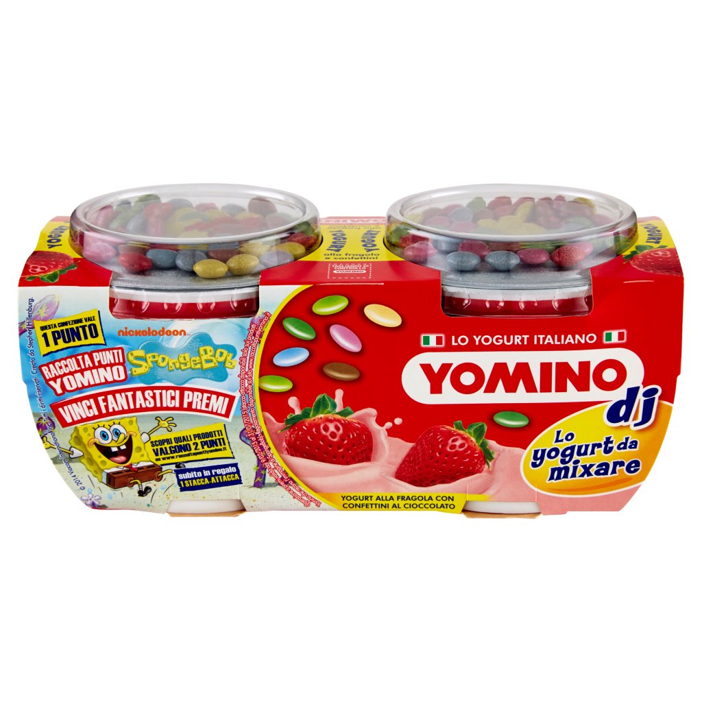 Yomino Dj Yogurt alla Fragola con Confettini al Cioccolato 2 x 100 g