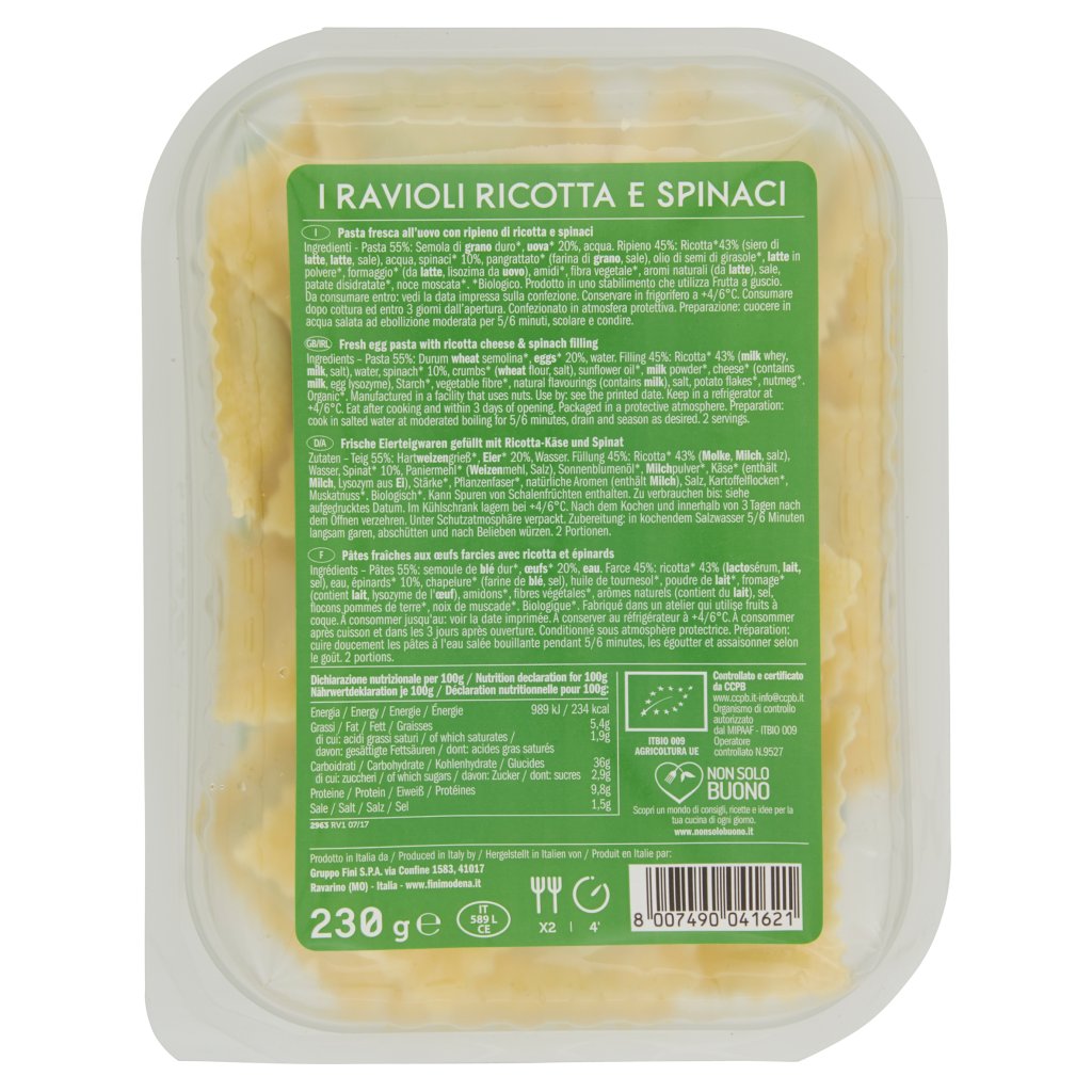 Fini I Granripieni Bio i Ravioli Ricotta Spinaci